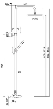 EGO - F5708SWC-S-25X - External shower set with hand shower with overhead shower by Rubinetteria Giulini - view 3